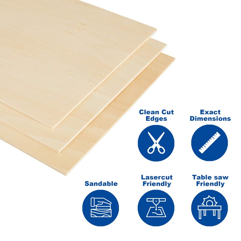 CRAFTIFF Plywood Board Basswood Sheets 1/16 inch, Thin Natural Unfinished Wood for Crafts, Hobby and Model Making â€“ 1.5mm (5 Sheets) - Image 3